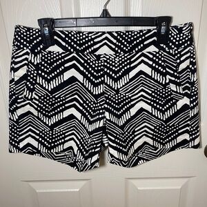 Black and white patterned J. Crew chino shorts